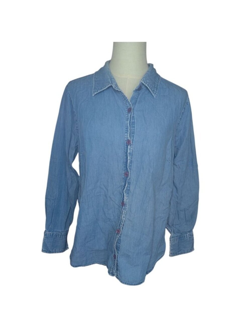 VTG Basic Editions 100% Cotton Chambray Denim Long Sleeve Button Shirt 16W